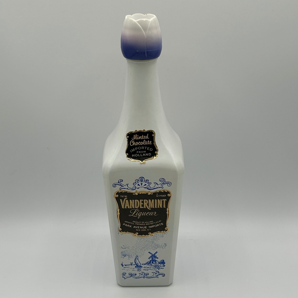 Vintage Vandermint Liqueur Holland Ceramic Bottle 750ml Tulip Cap Windmill Dutch